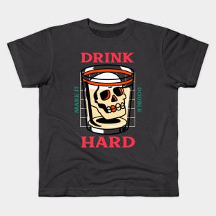 Shot Glass Skull Tattoo Double Shot Heavy Drinker Drinking Kids T-Shirt